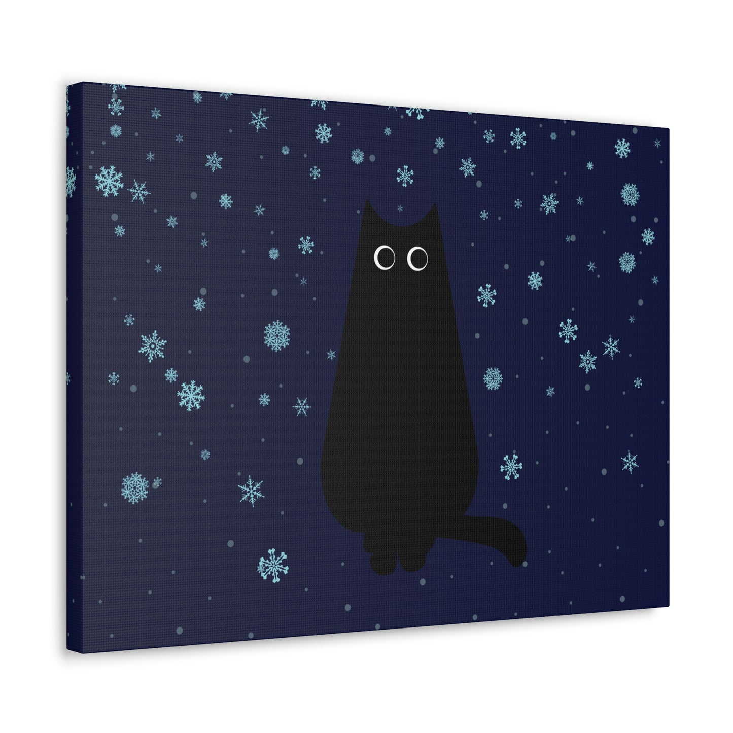 Black Cat Winter Snowflake Anime Art Classic Art Canvas Gallery Wraps