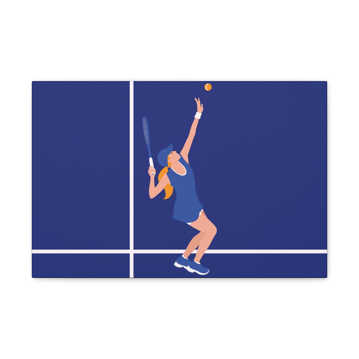 Tennis Player Blue Art Sports Team Classic Art Canvas Gallery Wraps