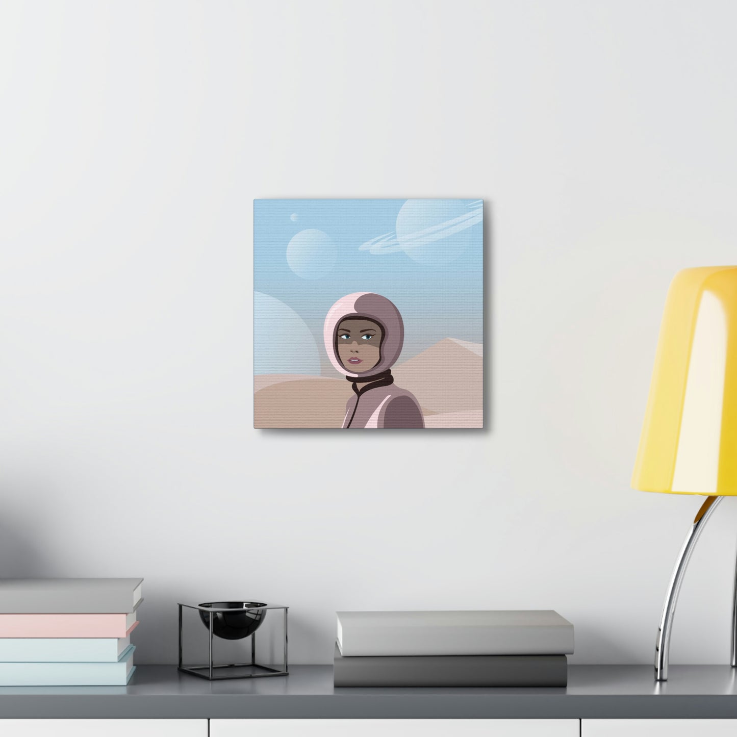 Astronaut Woman Aliens Minimal Aesthetic Classic Art Canvas Gallery Wraps