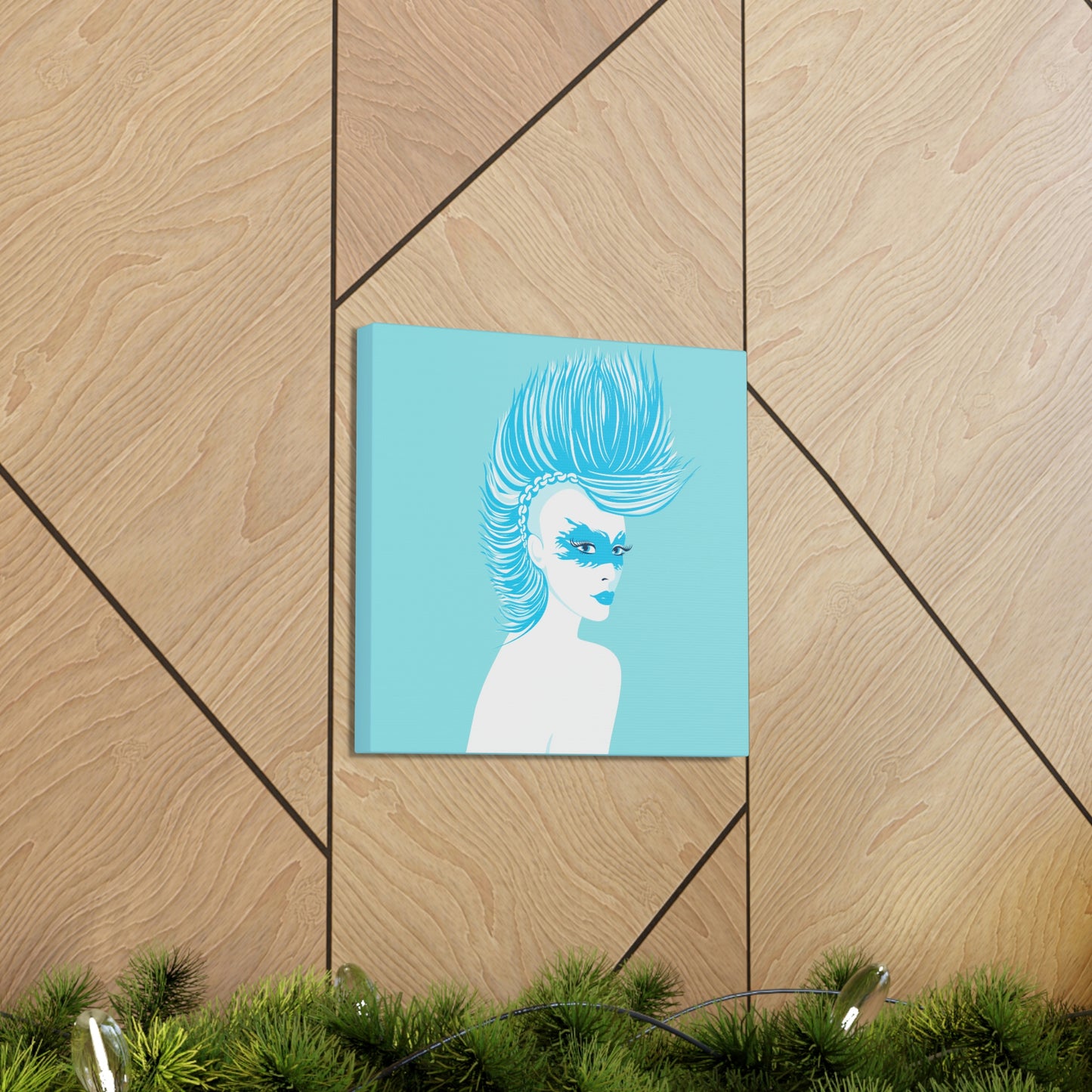 Blue Punk Woman Art Unique Edgy Graphic Aesthetic Classic Art Canvas Gallery Wraps