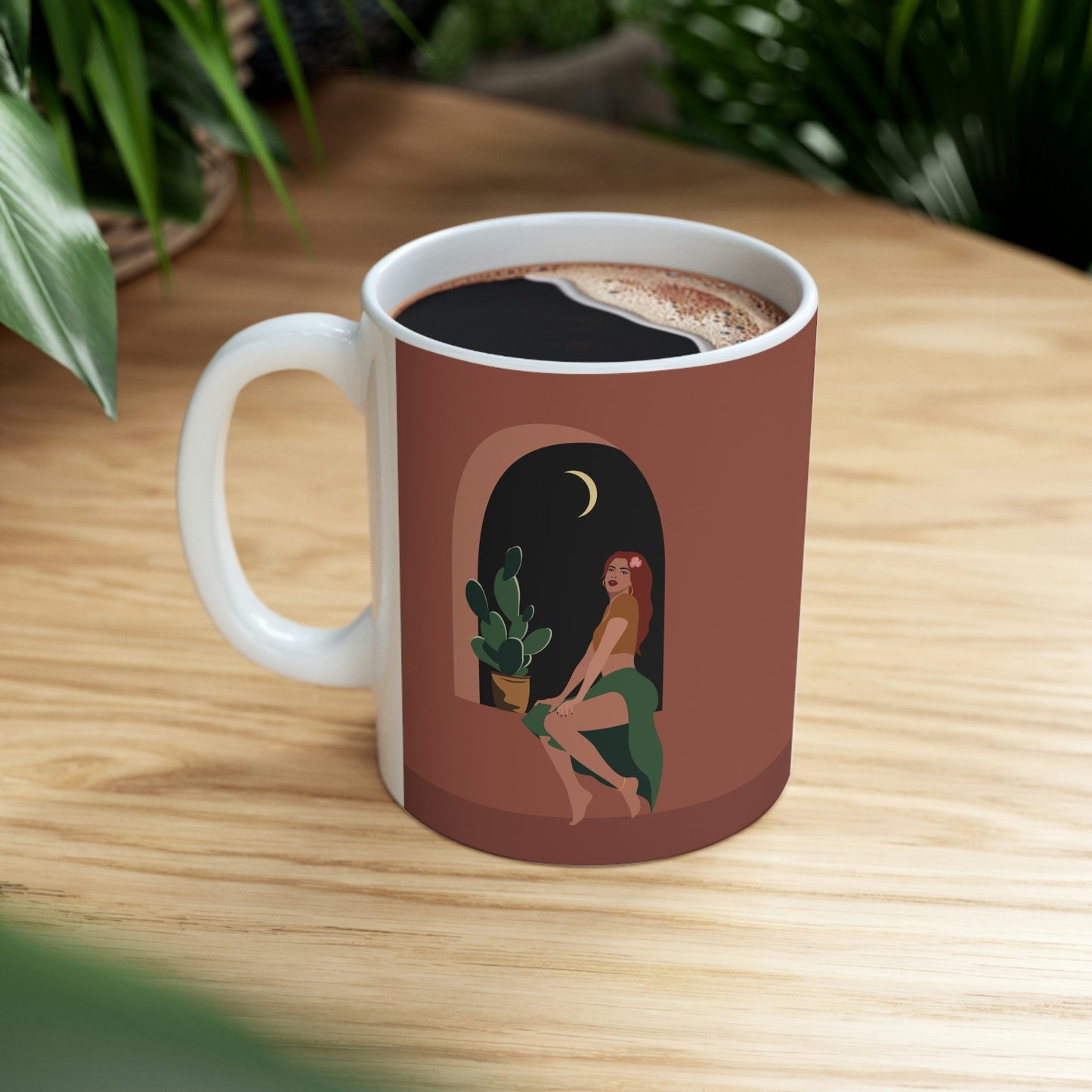 Island Girl Siesta Freen Plant Boho Style Art Ceramic Mug 11oz