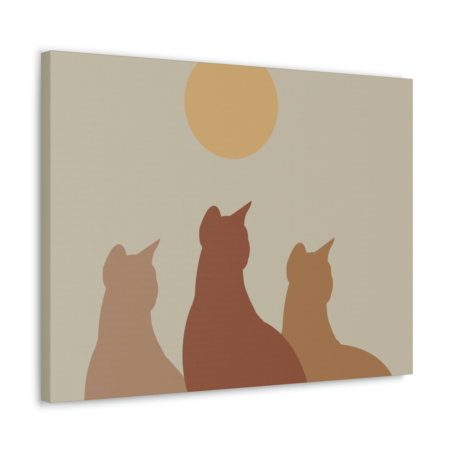 Abstract Boho Cats Relaxed Aesthetic Beige Minimalist Classic Art Canvas Gallery Wraps