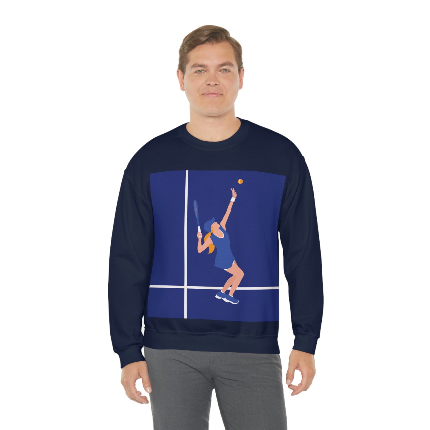 Tennis Player Blue Art Sports Team Unisex Heavy Blend™ Crewneck Sweatshirt