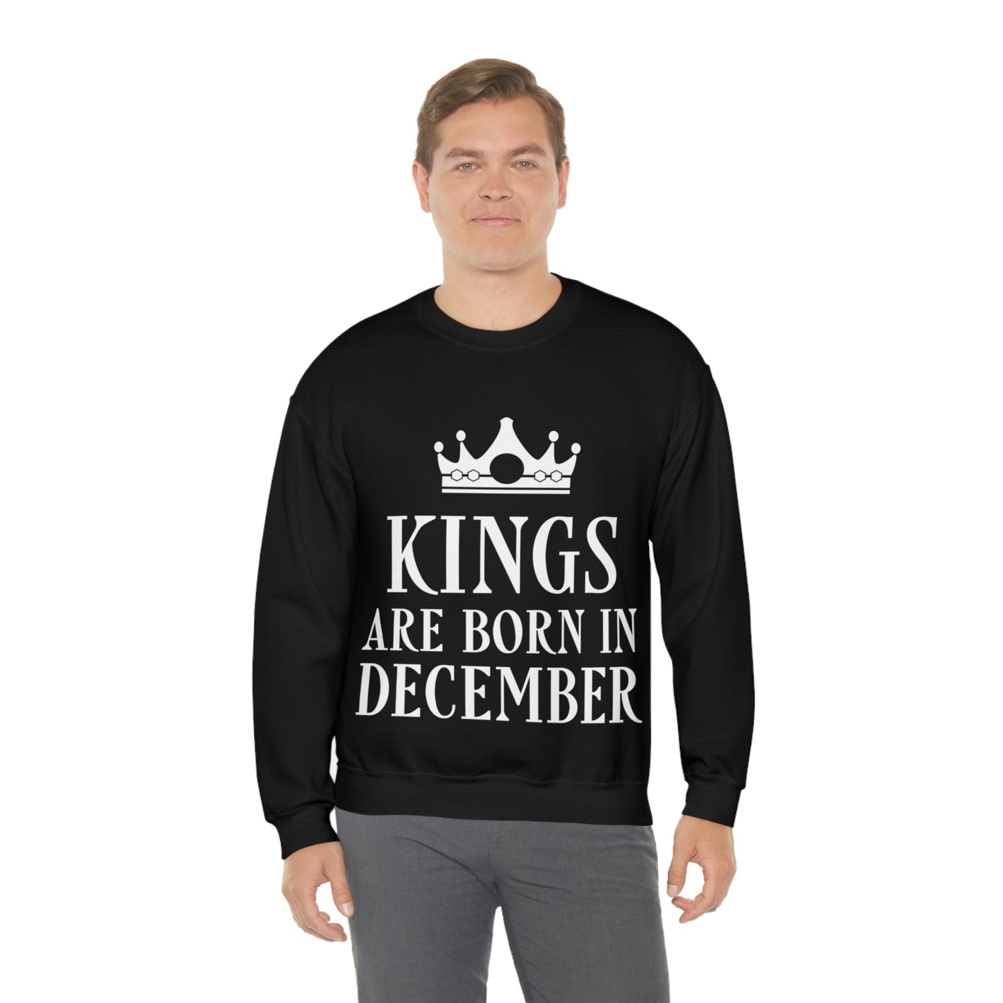 Kings Are Born in December Happy Birthday Unisex Heavy Blend™ Crewneck Sweatshirt