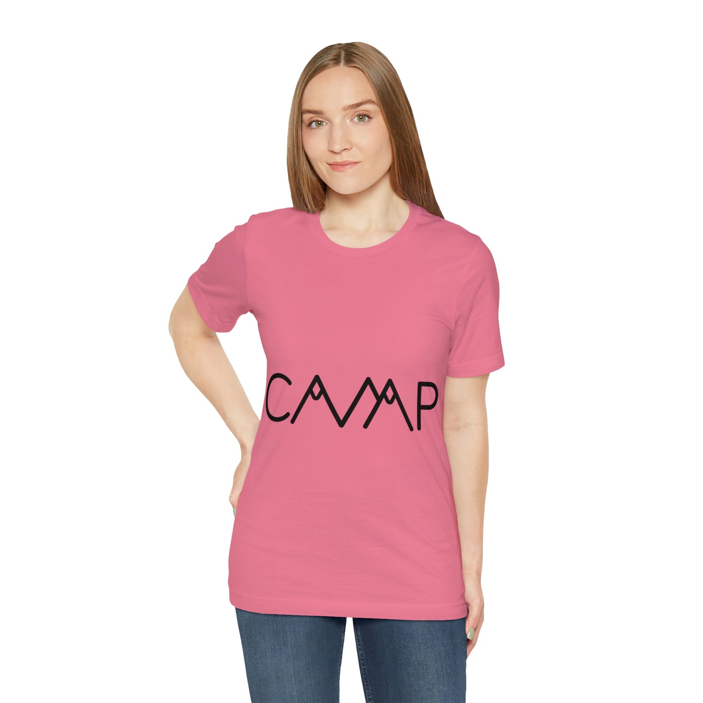 Camping Typography Minimal Art Unisex Jersey Short Sleeve T-Shirt