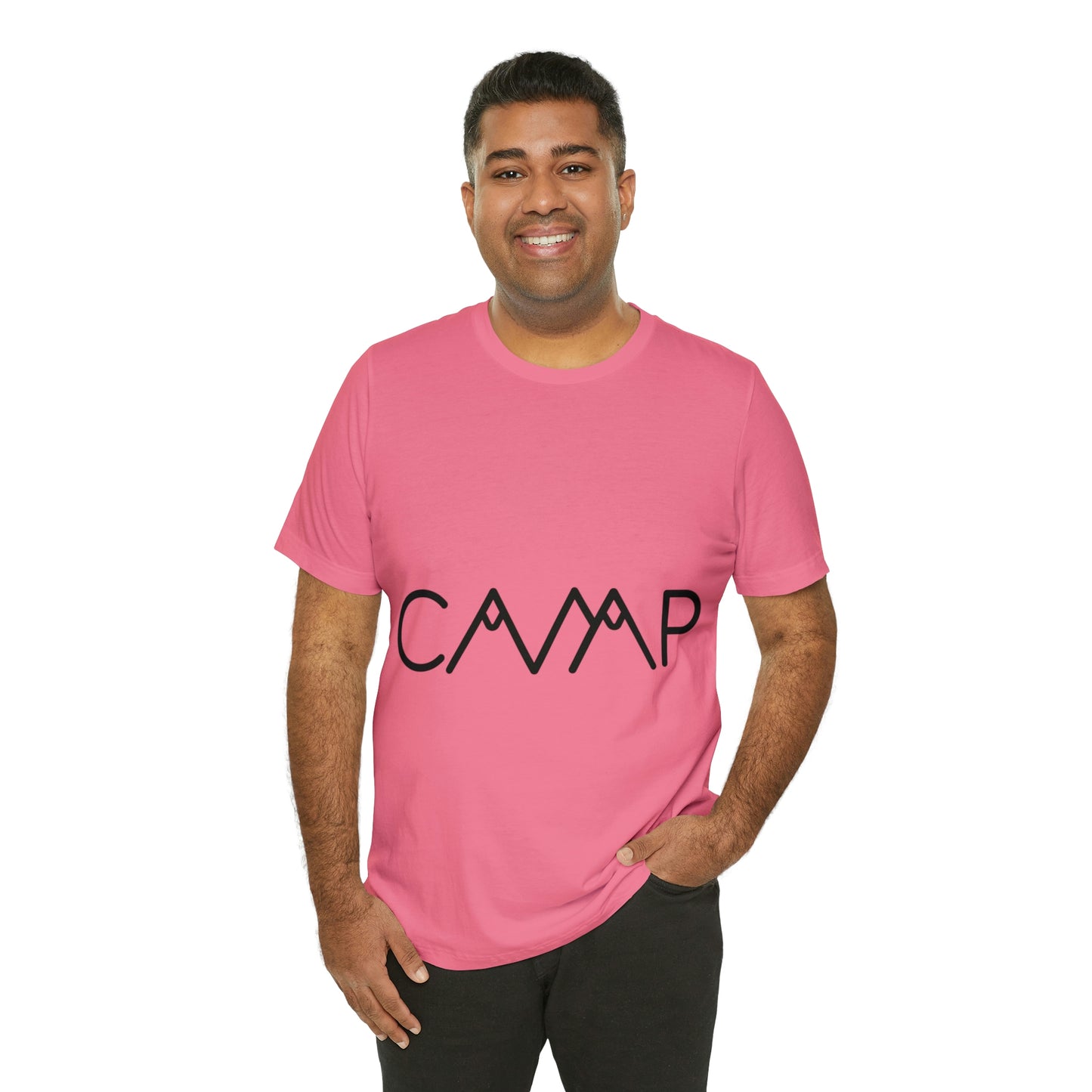 Camping Typography Minimal Art Unisex Jersey Short Sleeve T-Shirt