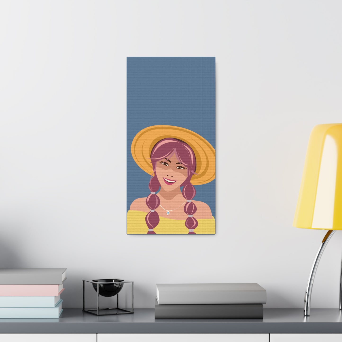 Happy Woman with Rose Hair Aesthetic Art Canvas Gallery Wraps