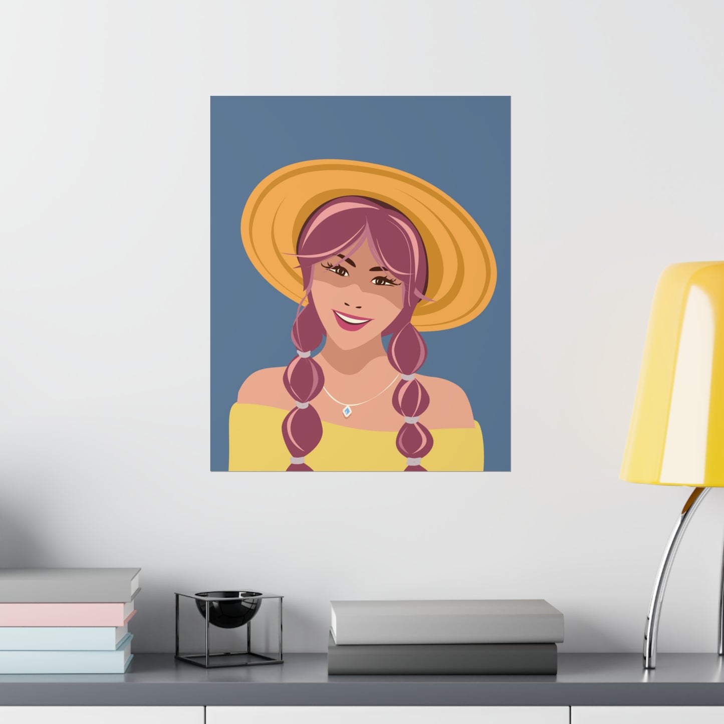 Happy Woman with Rose Hair Aesthetic Art Classic Premium Matte Vertical Posters