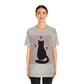 Black Cat with Heart Love Unisex Jersey Short Sleeve T-Shirt