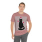 Black Cat with Heart Love Unisex Jersey Short Sleeve T-Shirt