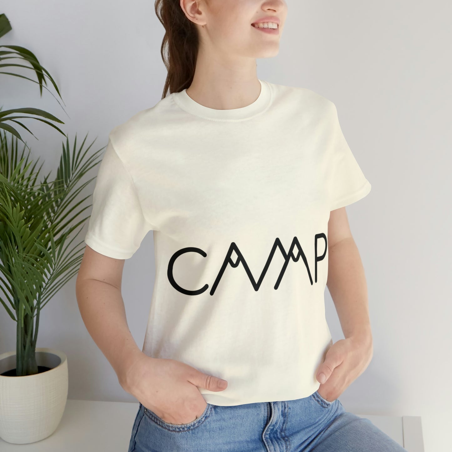 Camping Typography Minimal Art Unisex Jersey Short Sleeve T-Shirt