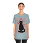 Black Cat with Heart Love Unisex Jersey Short Sleeve T-Shirt