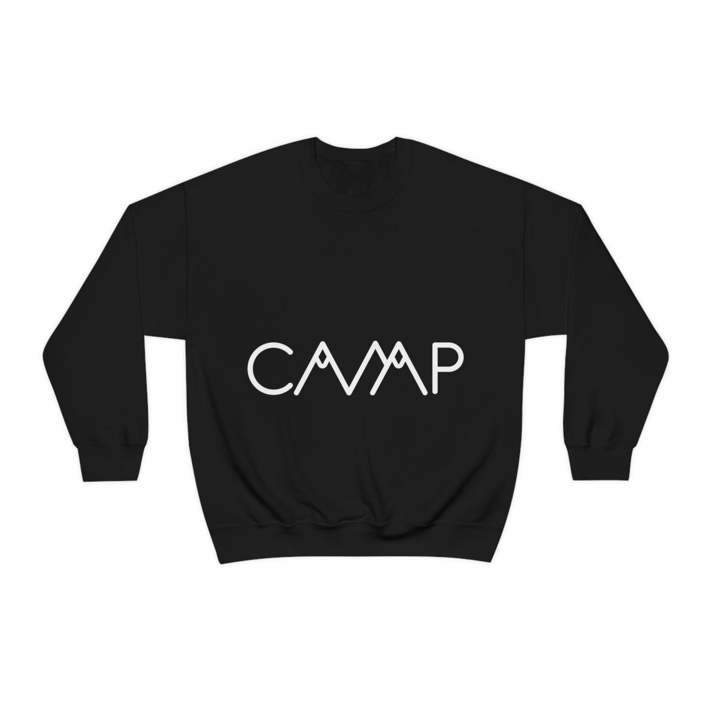 Camping Typography Minimal Art White Text Unisex Heavy Blend™ Crewneck Sweatshirt