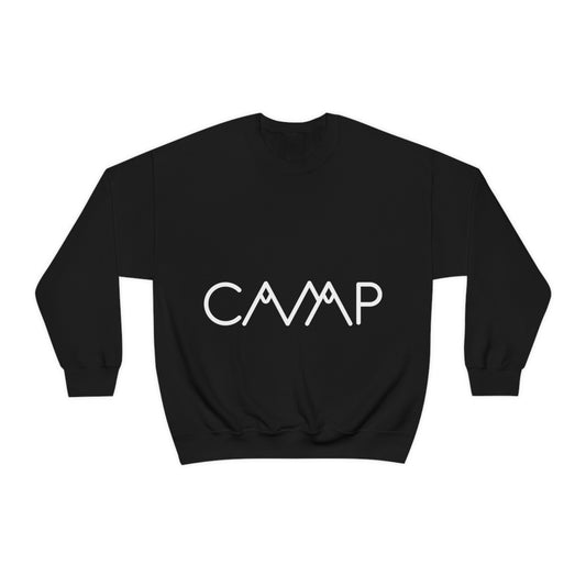 Camping Typography Minimal Art White Text Unisex Heavy Blend™ Crewneck Sweatshirt