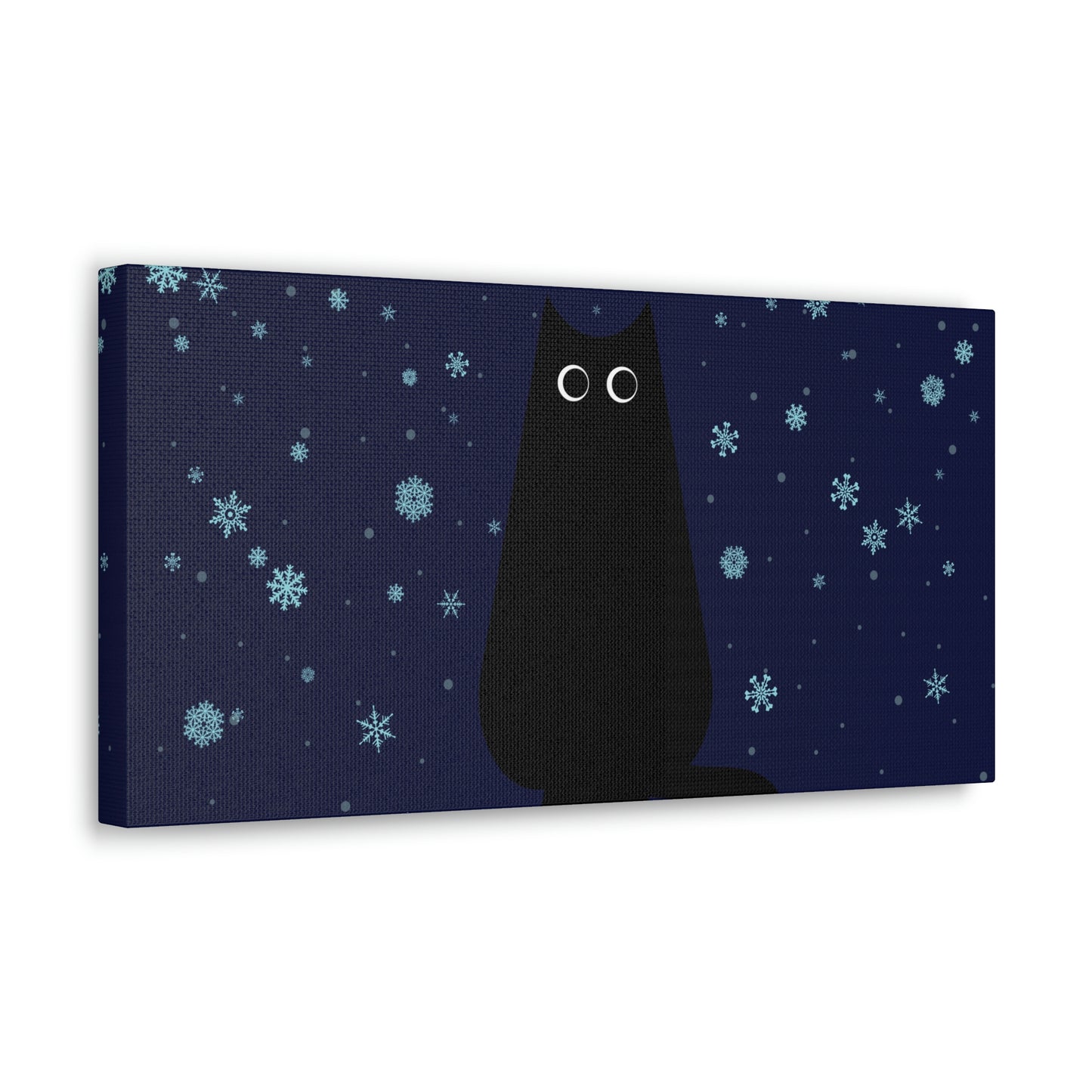 Black Cat Winter Snowflake Anime Art Classic Art Canvas Gallery Wraps