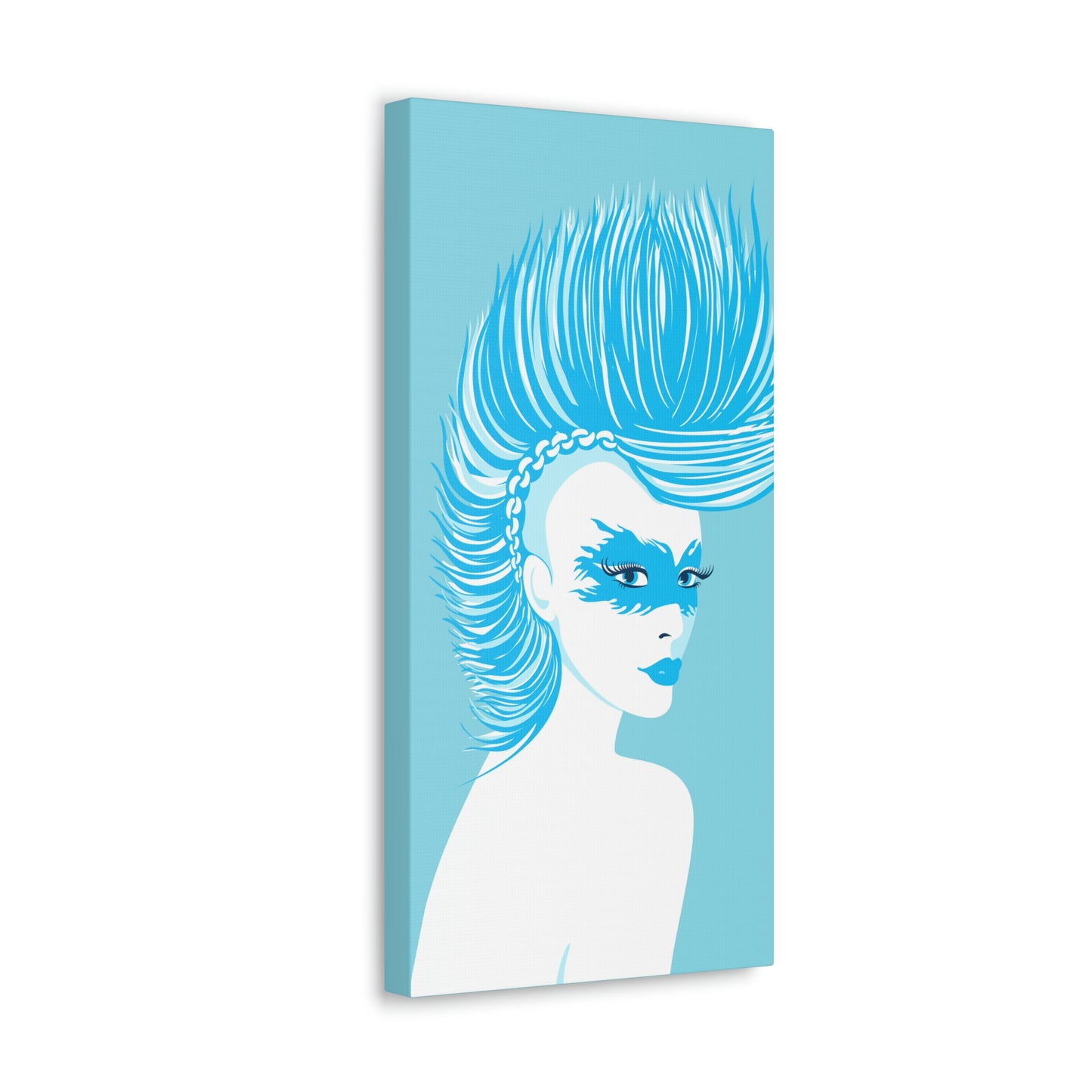 Blue Punk Woman Art Unique Edgy Graphic Aesthetic Classic Art Canvas Gallery Wraps