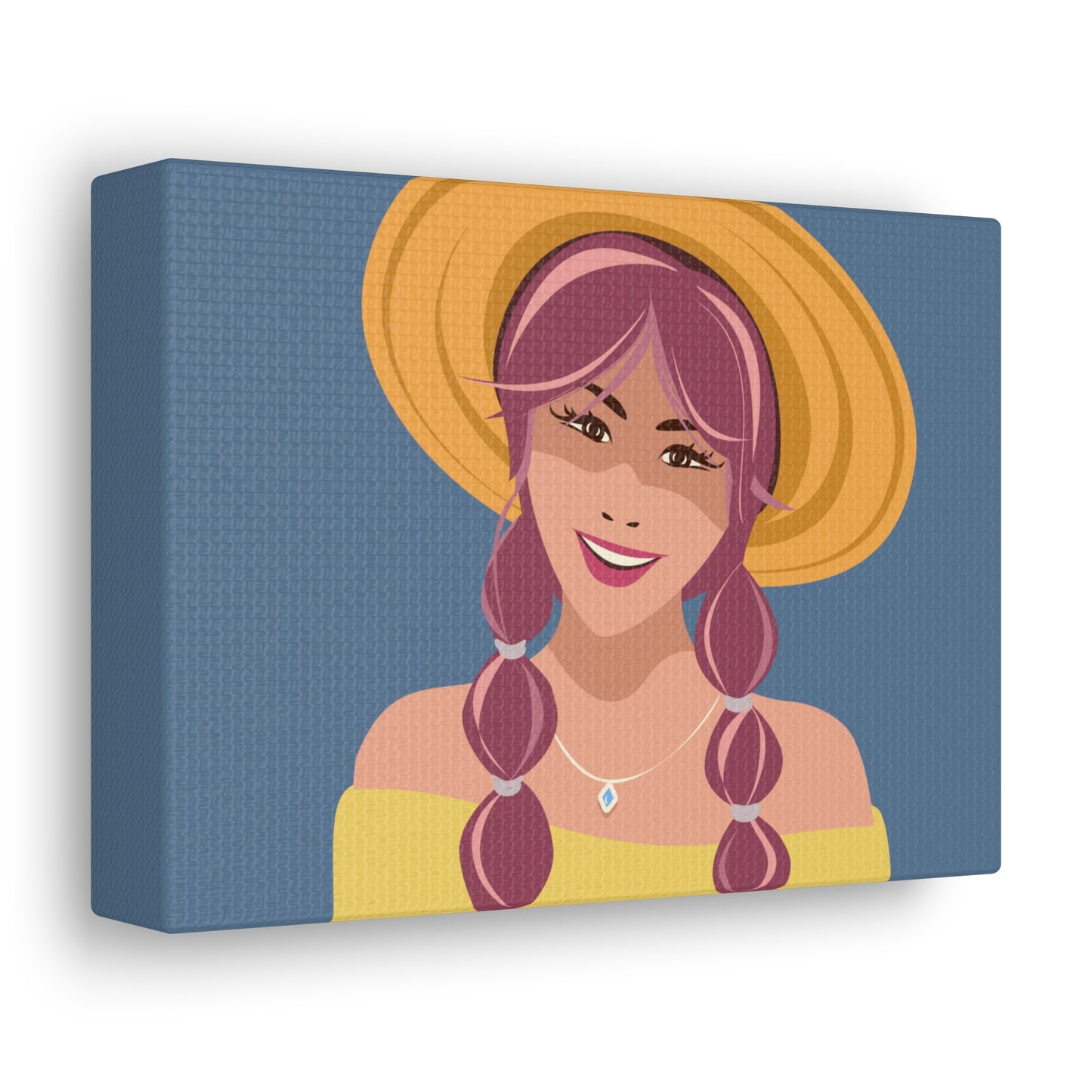 Happy Woman with Rose Hair Aesthetic Art Canvas Gallery Wraps