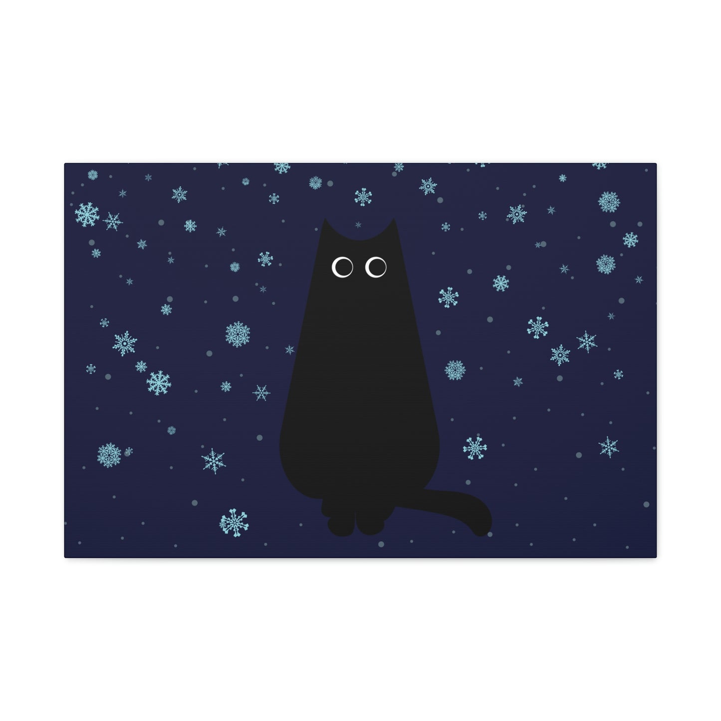 Black Cat Winter Snowflake Anime Art Classic Art Canvas Gallery Wraps