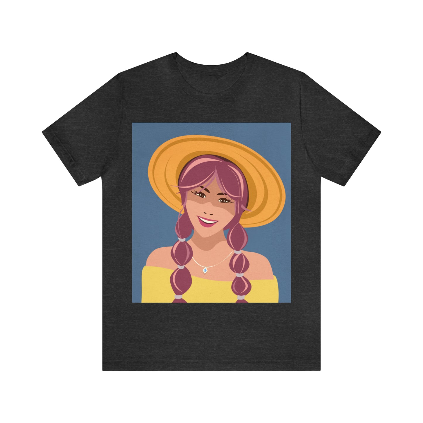 Happy Woman with Rose Hair Aesthetic Art Unisex Jersey Short Sleeve T-Shirt