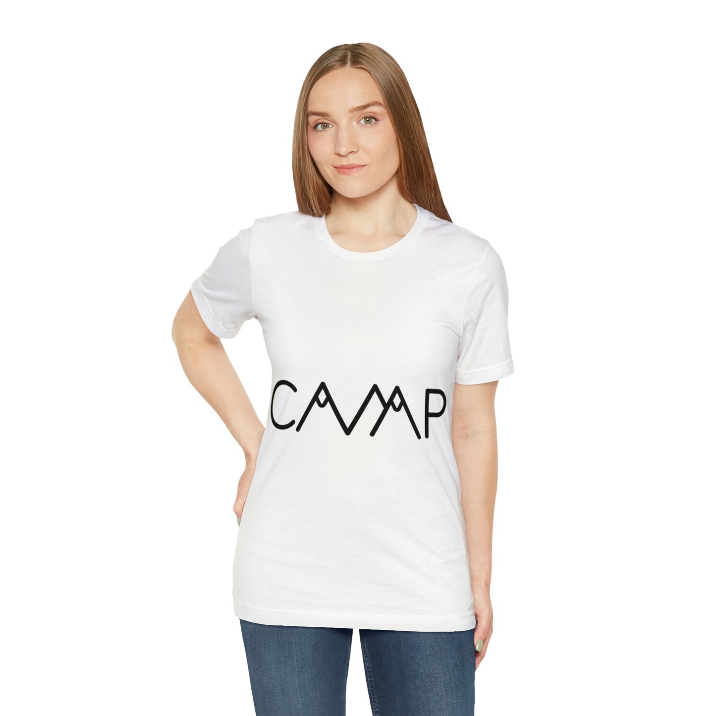 Camping Typography Minimal Art Unisex Jersey Short Sleeve T-Shirt