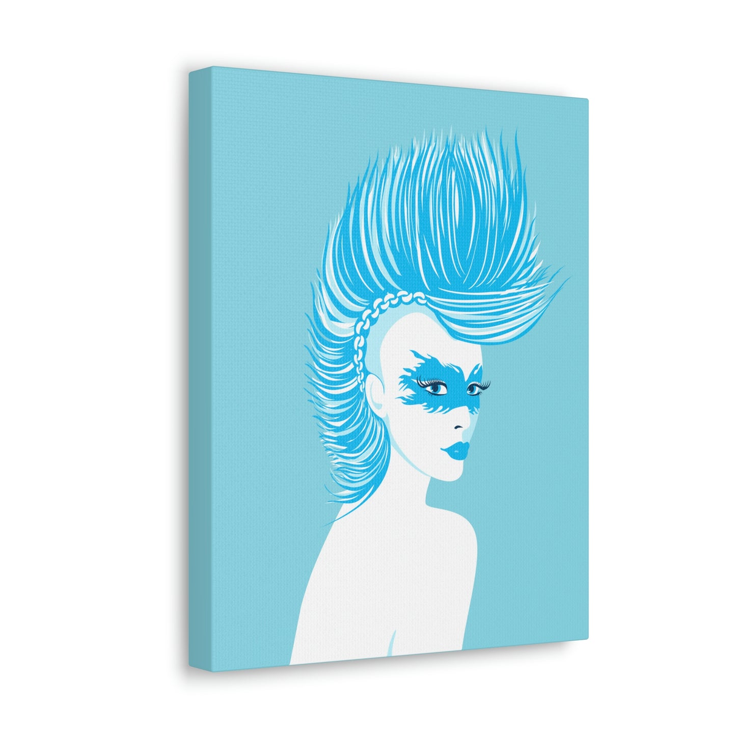 Blue Punk Woman Art Unique Edgy Graphic Aesthetic Classic Art Canvas Gallery Wraps