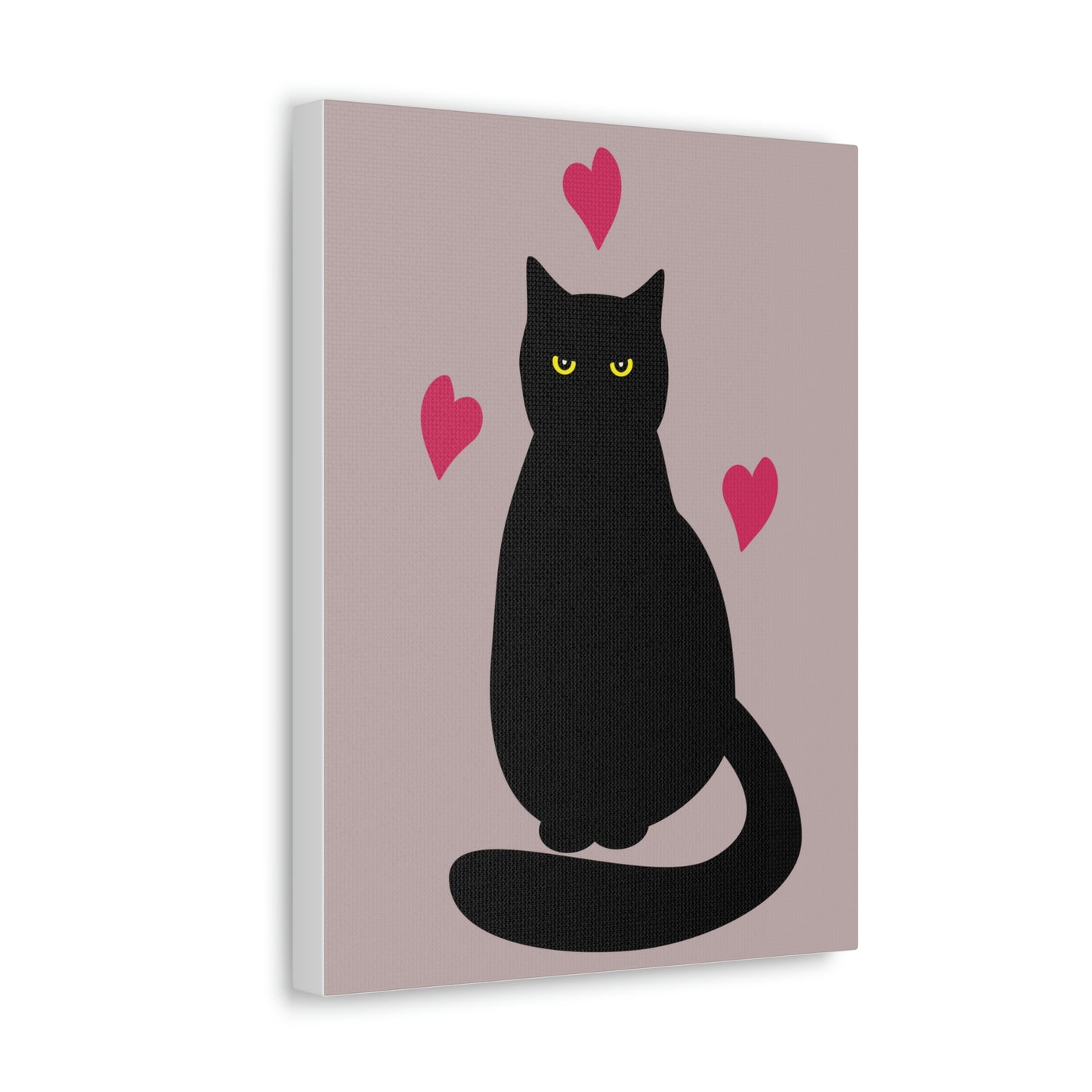 Black Cat with Heart Love Aesthetic Classic Art Canvas Gallery Wraps