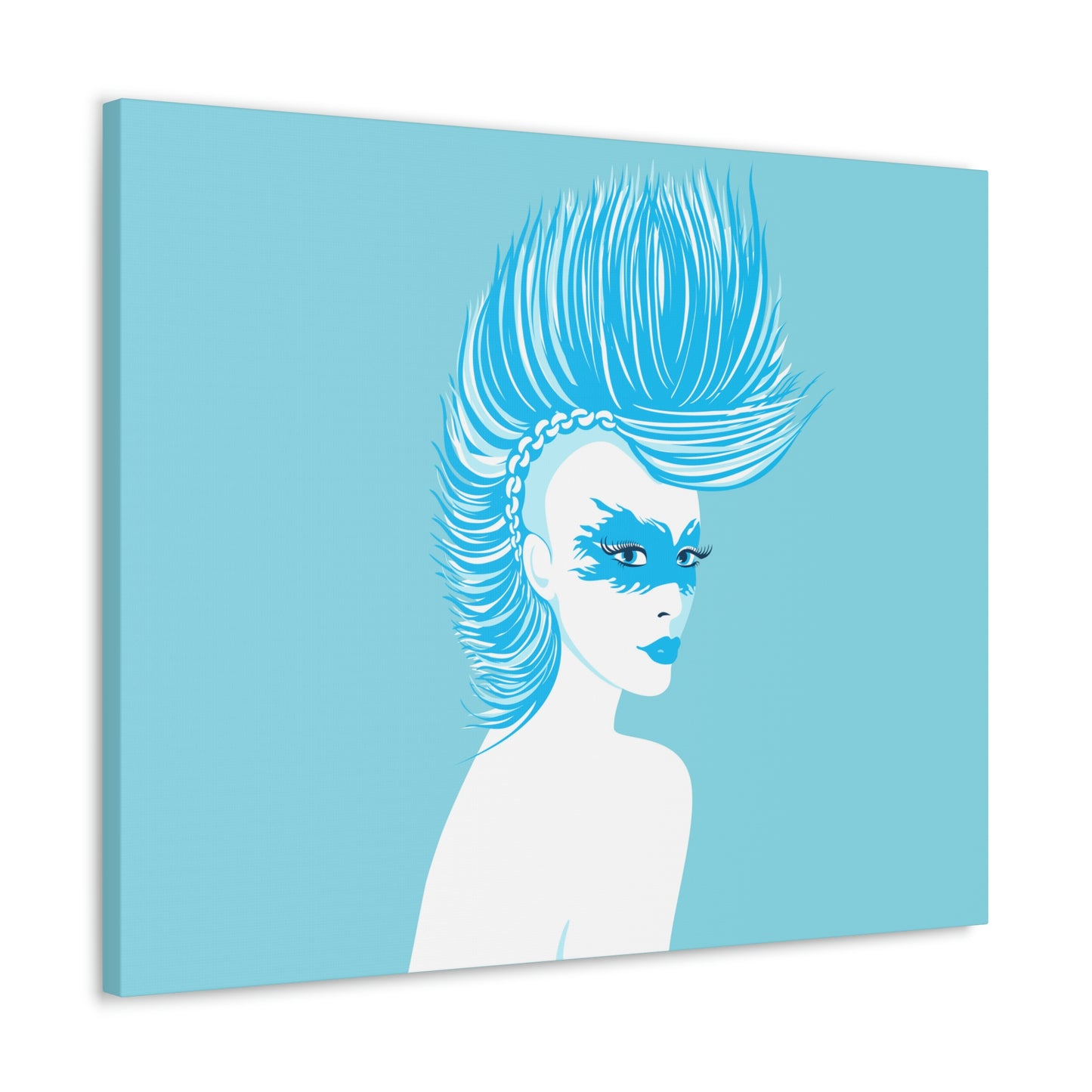 Blue Punk Woman Art Unique Edgy Graphic Aesthetic Classic Art Canvas Gallery Wraps