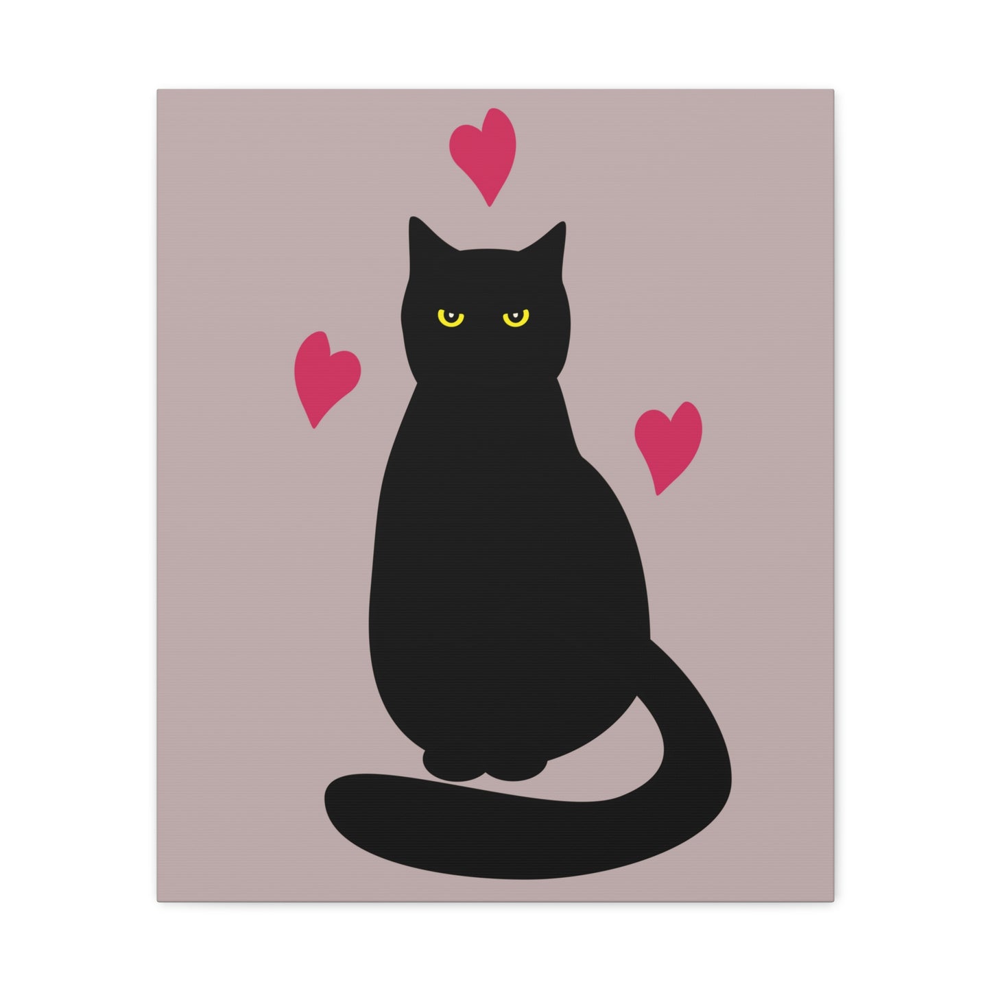 Black Cat with Heart Love Aesthetic Classic Art Canvas Gallery Wraps