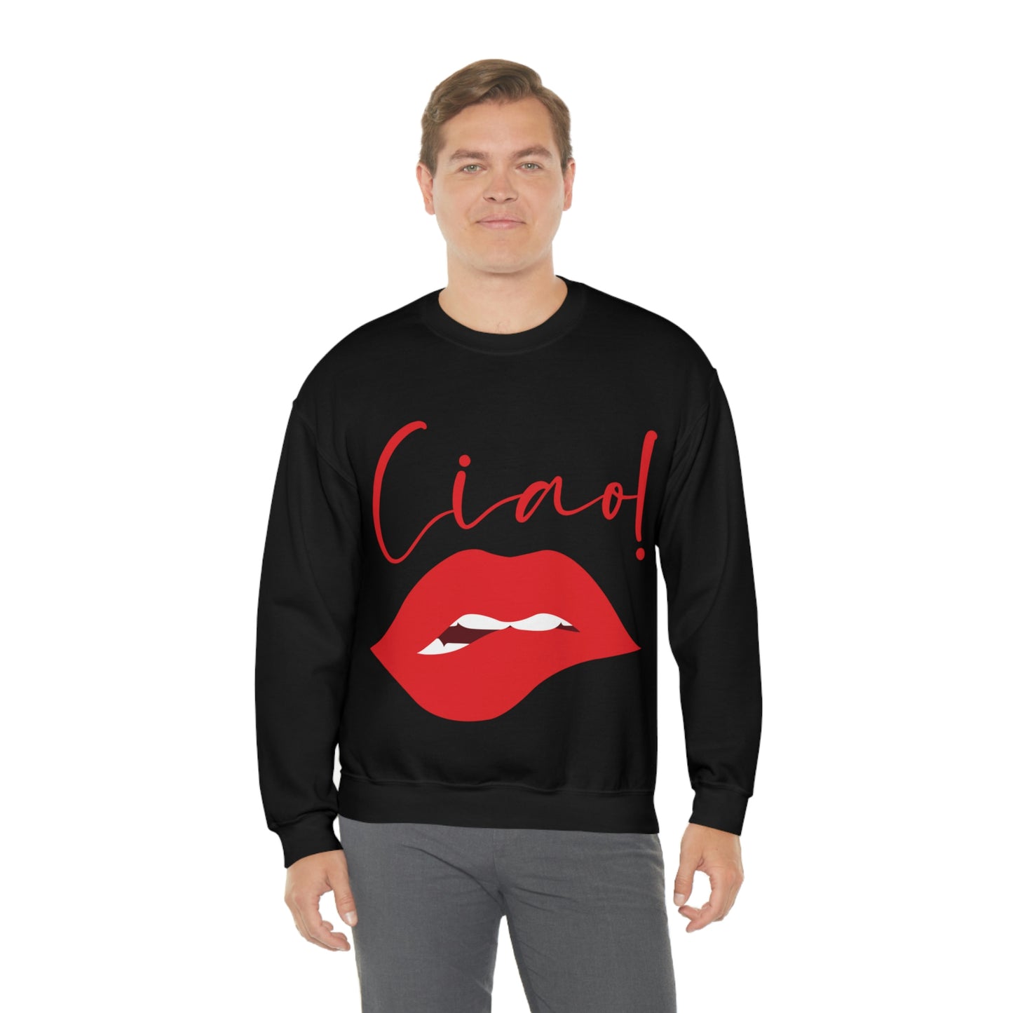 Ciao Hello Goodbye Red Lips Lipstick Unisex Heavy Blend™ Crewneck Sweatshirt