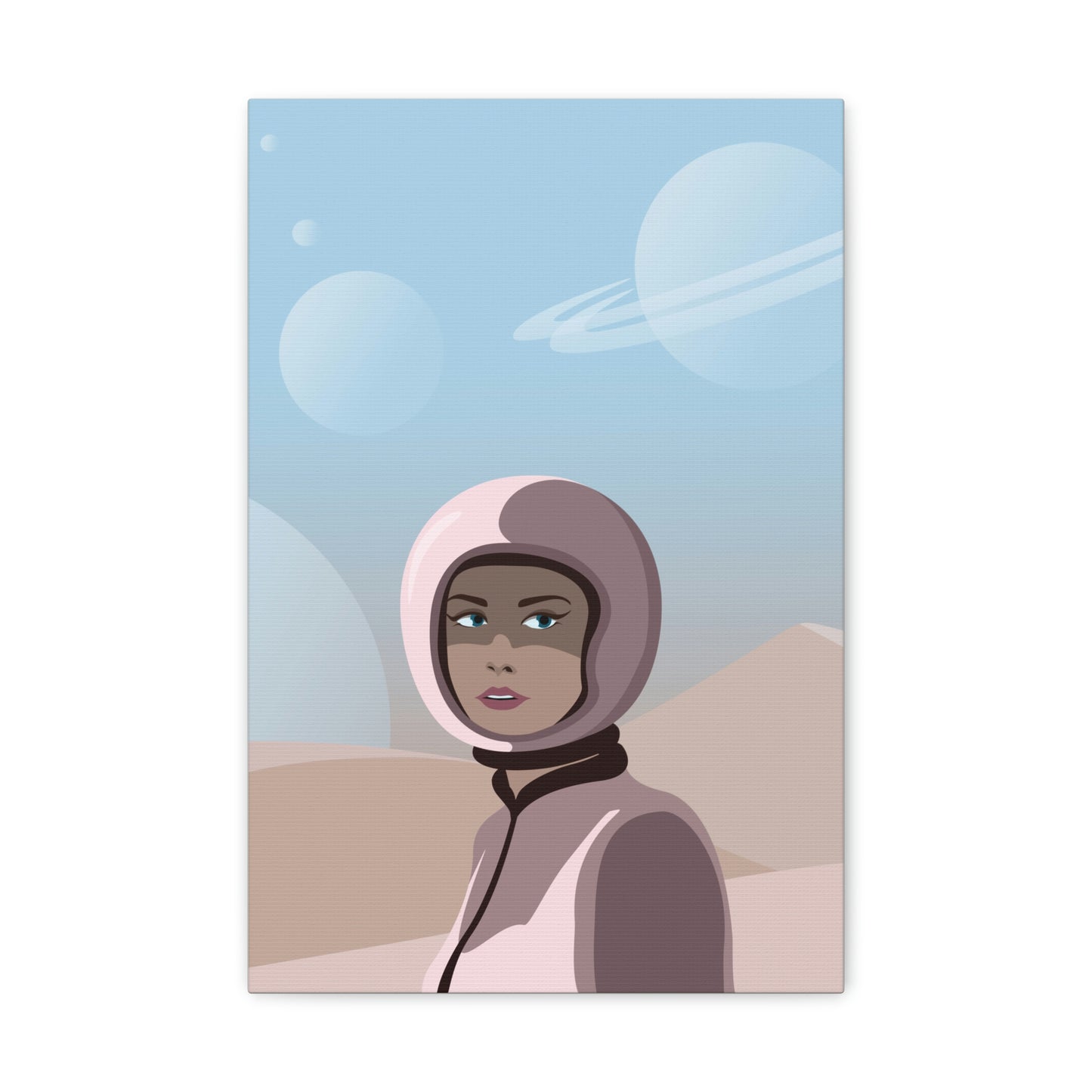 Astronaut Woman Aliens Minimal Aesthetic Classic Art Canvas Gallery Wraps