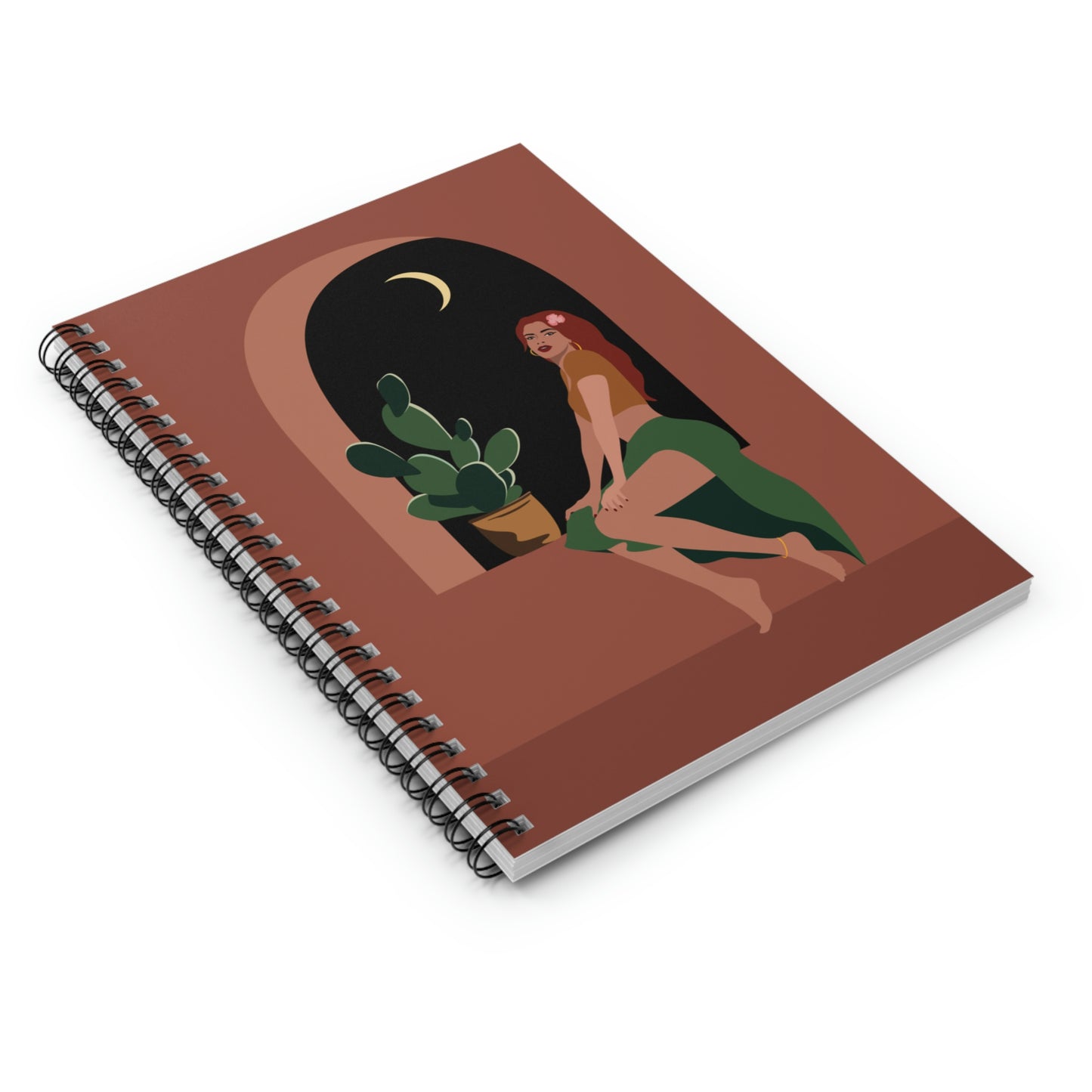 Island Girl Siesta Freen Plant Boho Style Art Spiral Notebook Ruled Line