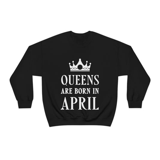 Queens Are Born in April Happy Birthday Unisex Heavy Blend™ Crewneck Sweatshirt