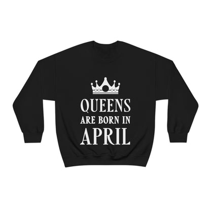 Queens Are Born in April Happy Birthday Unisex Heavy Blend™ Crewneck Sweatshirt