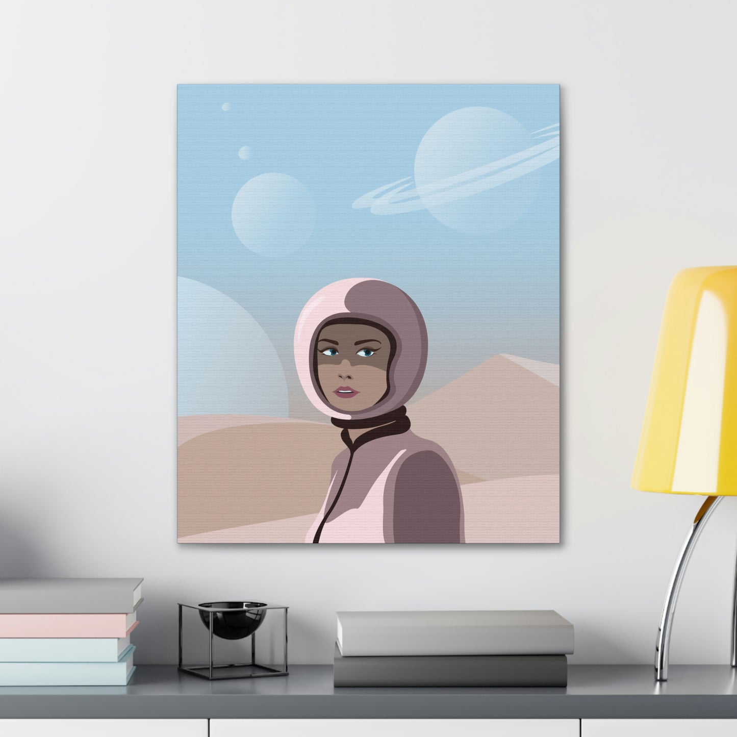 Astronaut Woman Aliens Minimal Aesthetic Classic Art Canvas Gallery Wraps