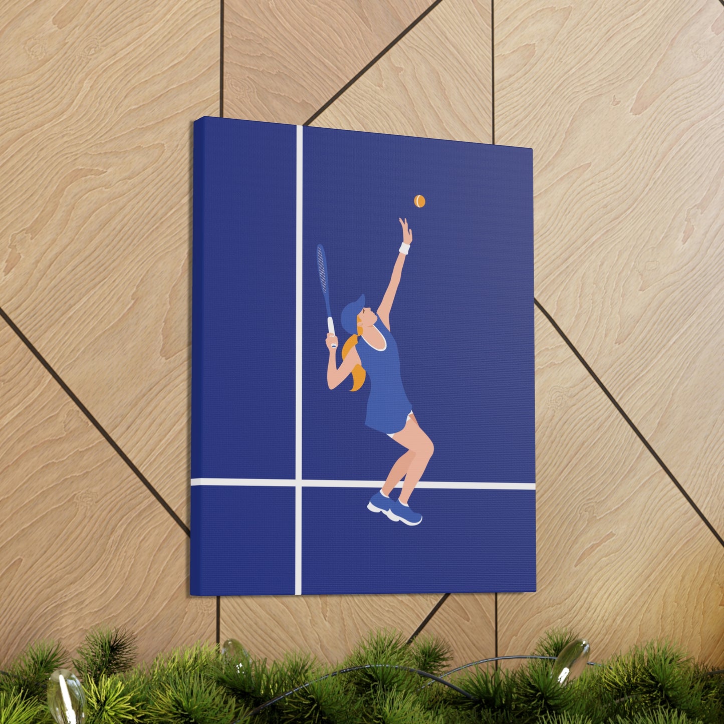 Tennis Player Blue Art Sports Team Classic Art Canvas Gallery Wraps