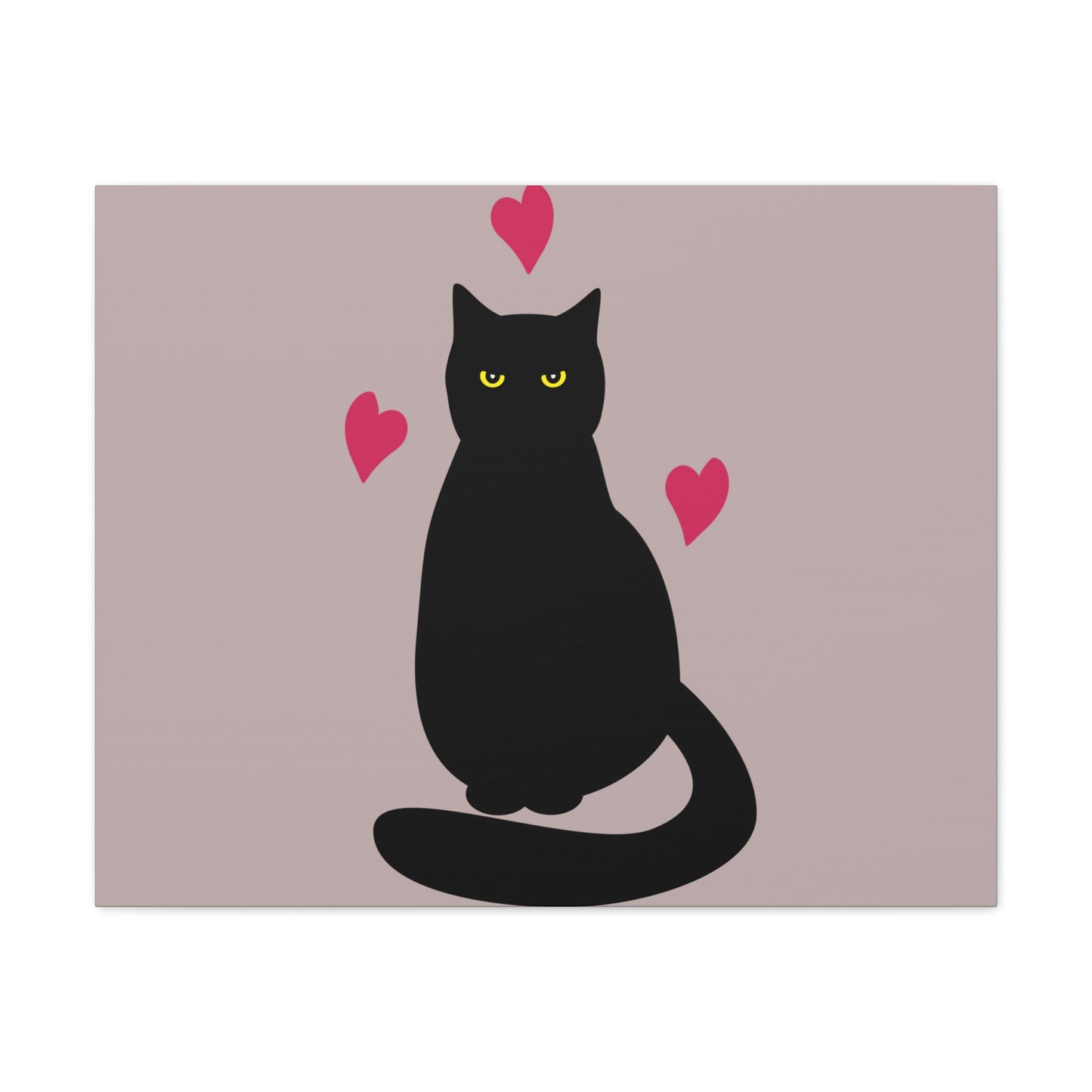 Black Cat with Heart Love Aesthetic Classic Art Canvas Gallery Wraps