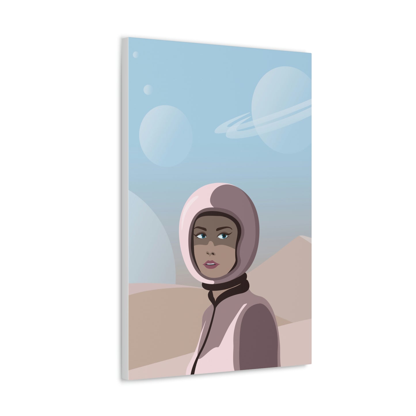 Astronaut Woman Aliens Minimal Aesthetic Classic Art Canvas Gallery Wraps