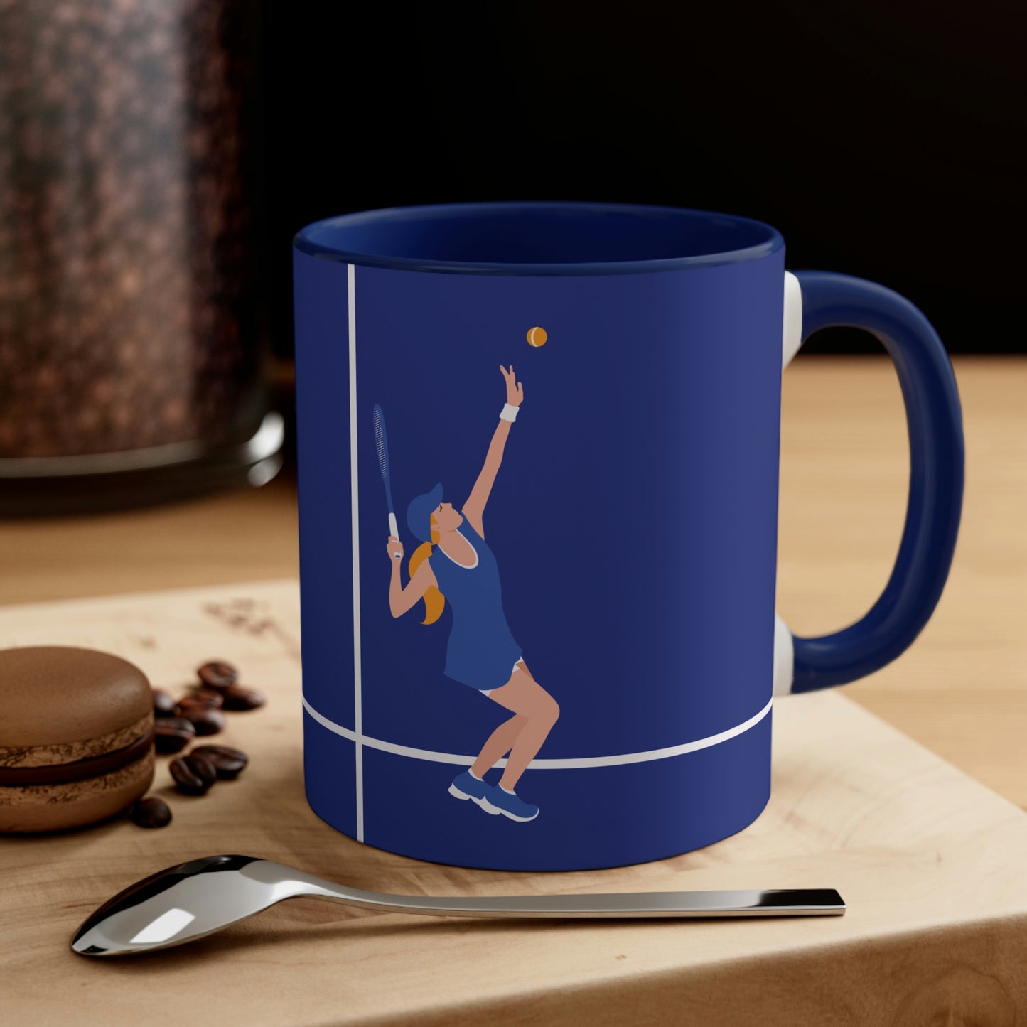 Tennis Player Blue Art Sports Team Accent Coffee Mug 11oz