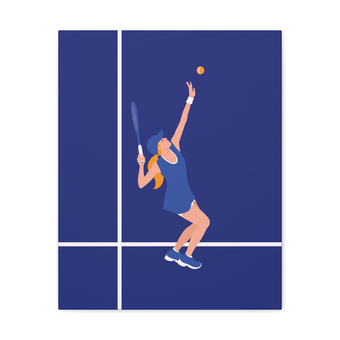 Tennis Player Blue Art Sports Team Classic Art Canvas Gallery Wraps