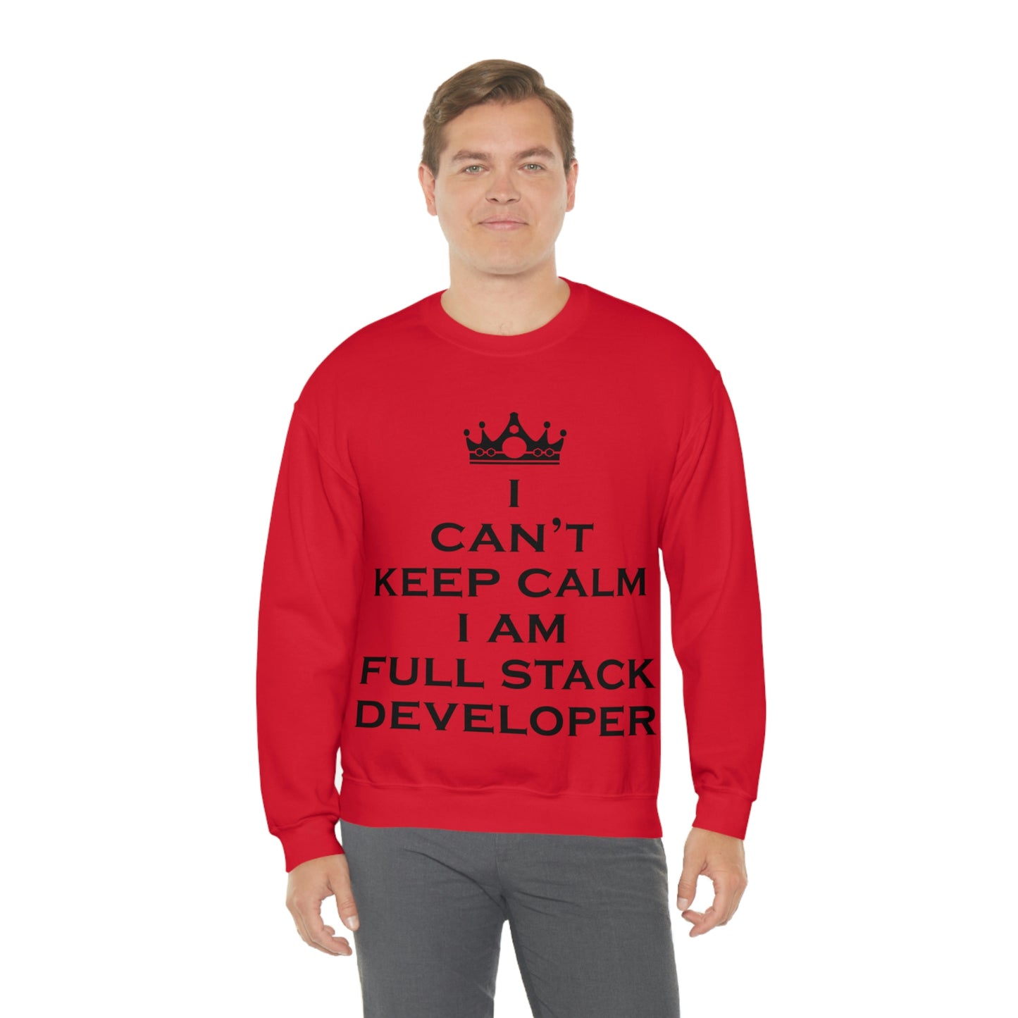 I Can`t Keep Calm I Am Full Stack Developer IT Funny Programming Unisex Heavy Blend™ Crewneck Sweatshirt