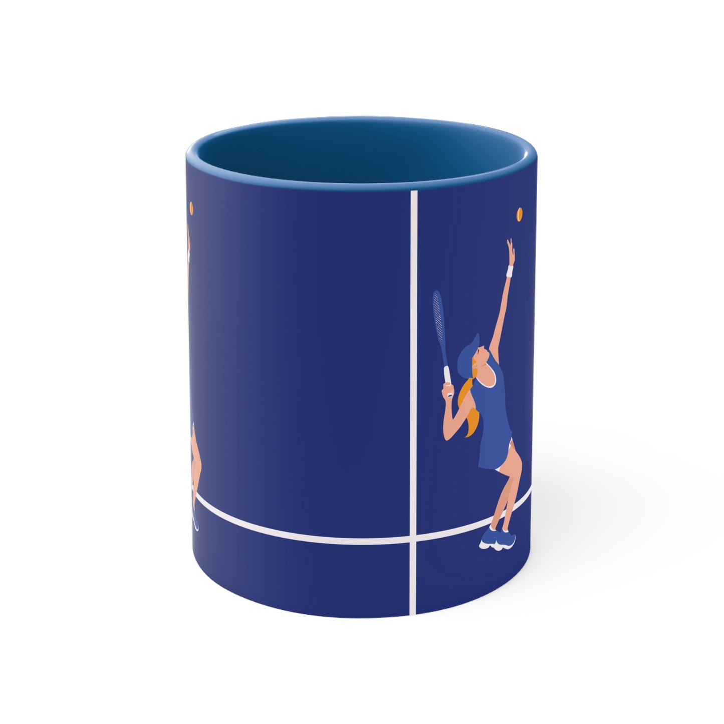 Tennis Player Blue Art Sports Team Accent Coffee Mug 11oz