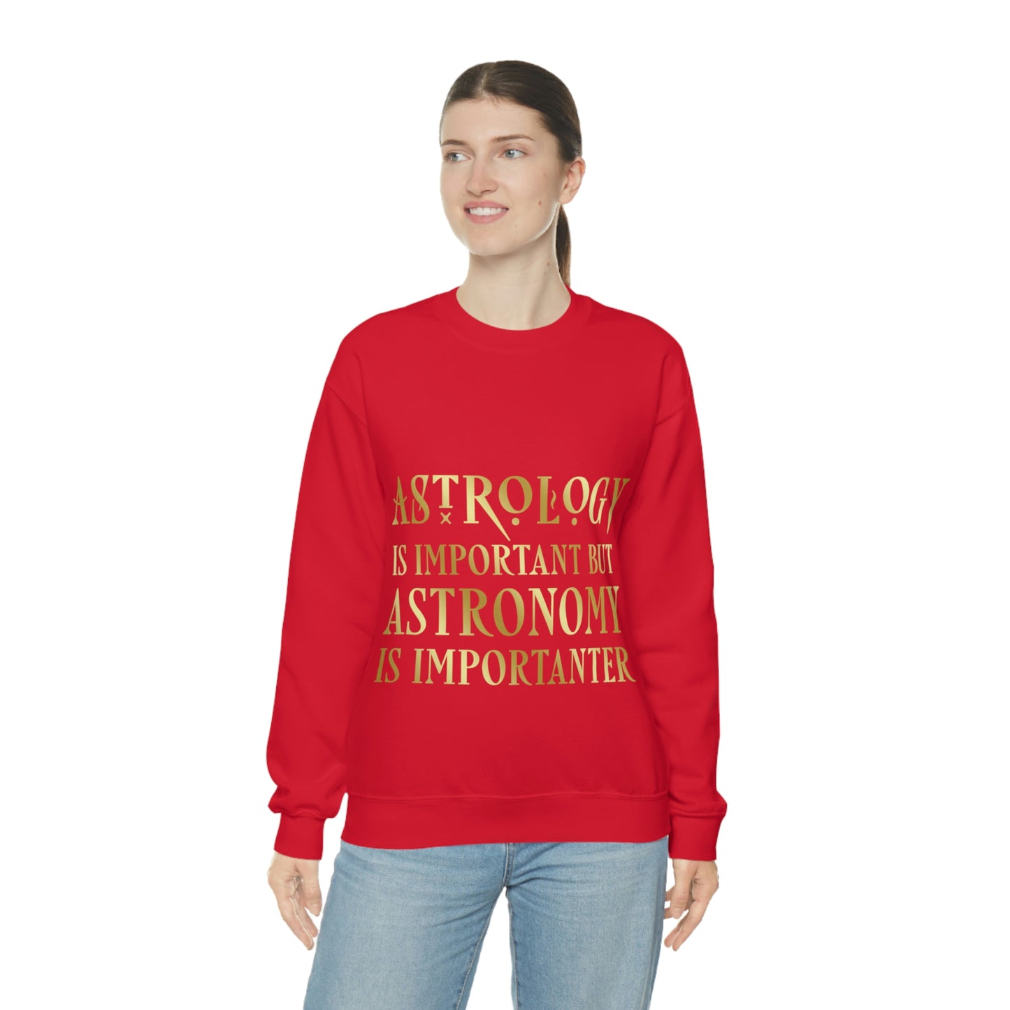 Astrology Is Important But Astronomy Is Importanter Funny Quotes Gold Unisex Heavy Blend™ Crewneck Sweatshirt