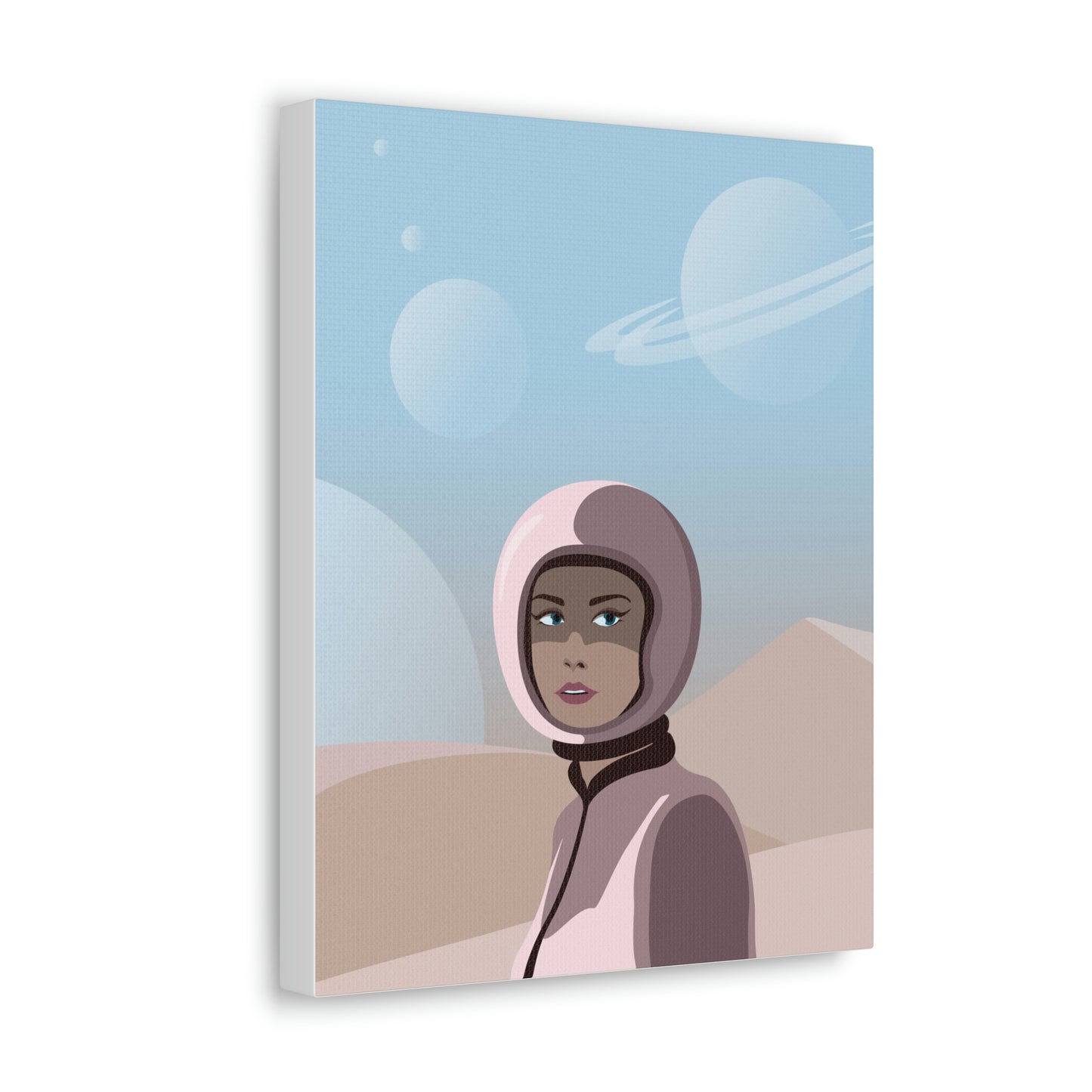 Astronaut Woman Aliens Minimal Aesthetic Classic Art Canvas Gallery Wraps