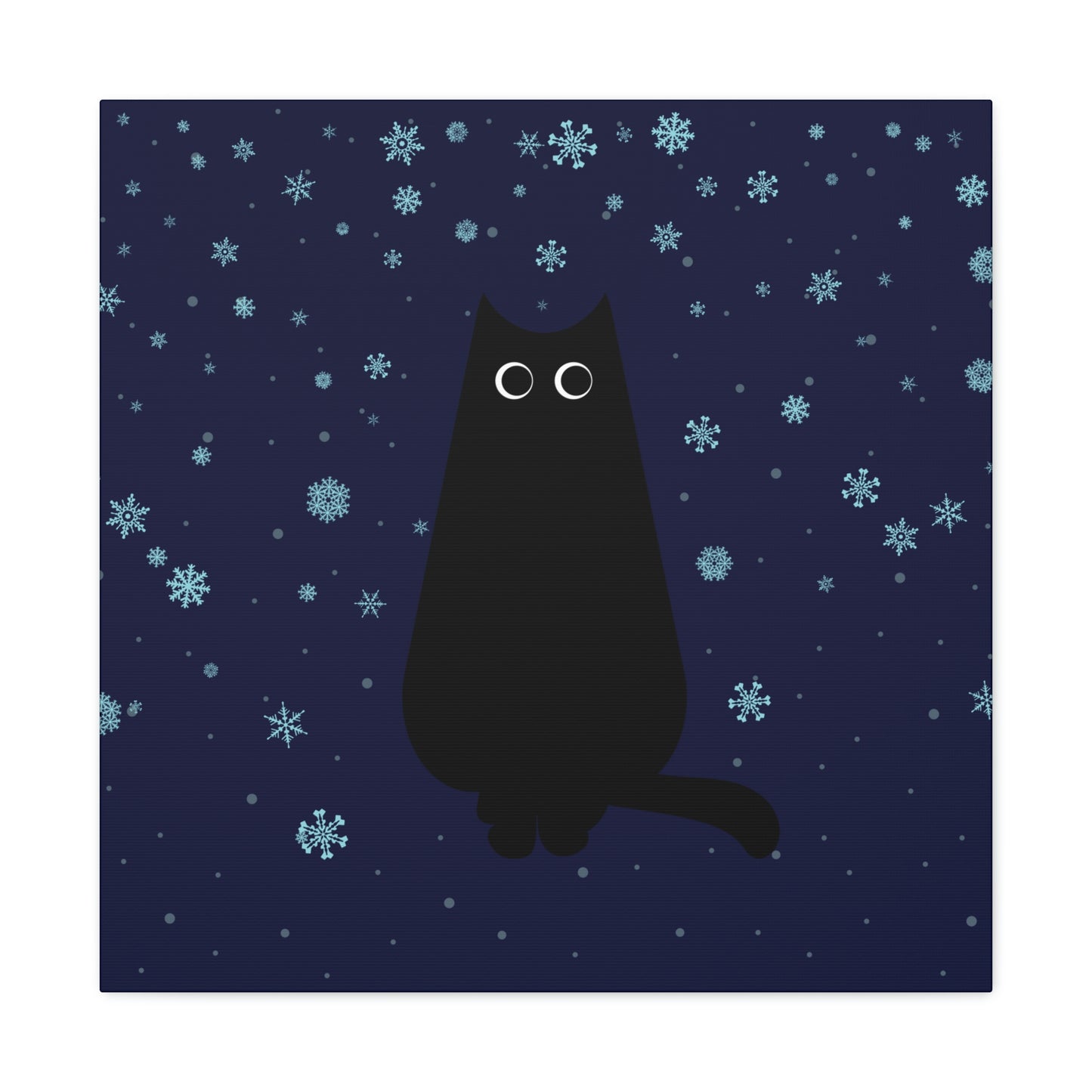 Black Cat Winter Snowflake Anime Art Classic Art Canvas Gallery Wraps