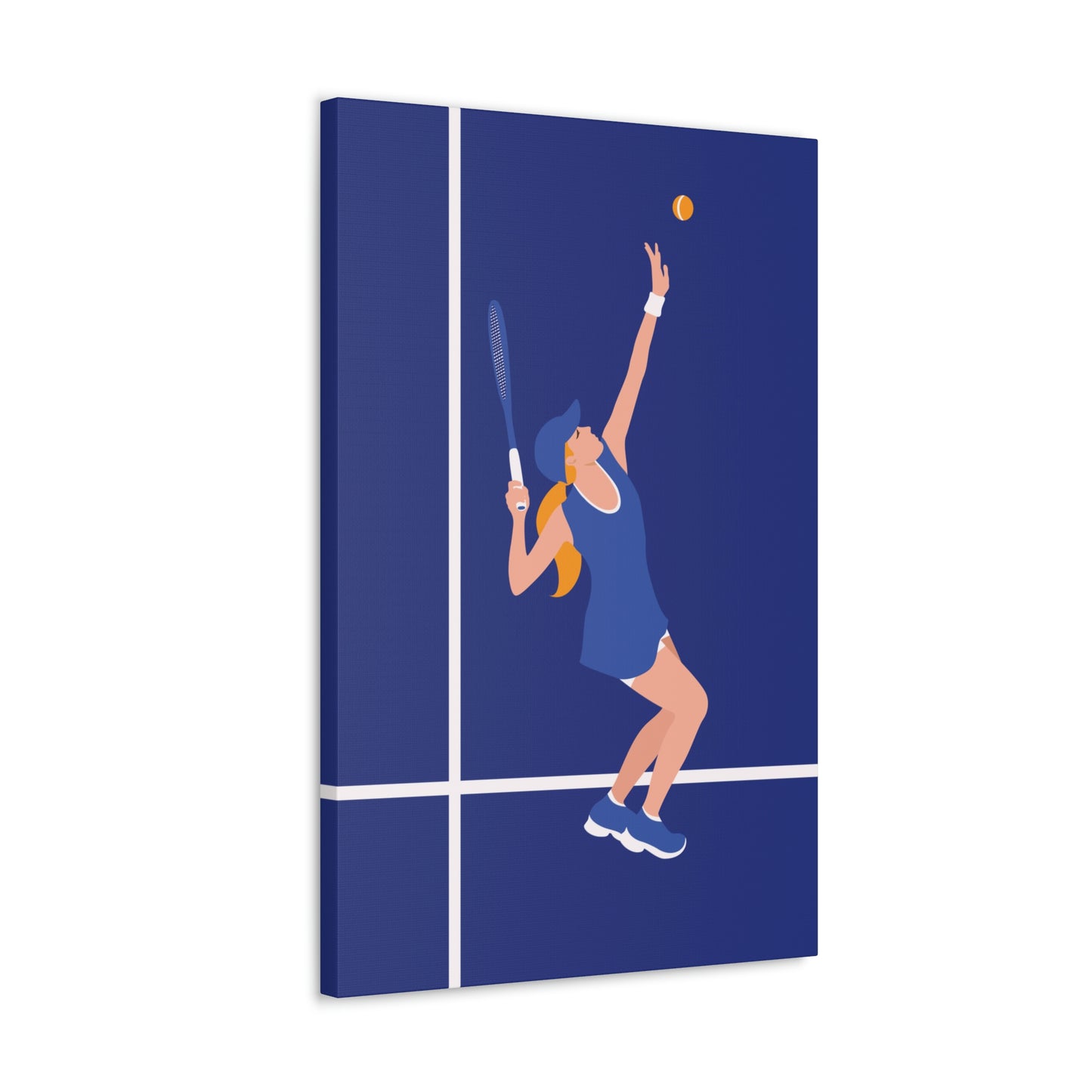 Tennis Player Blue Art Sports Team Classic Art Canvas Gallery Wraps