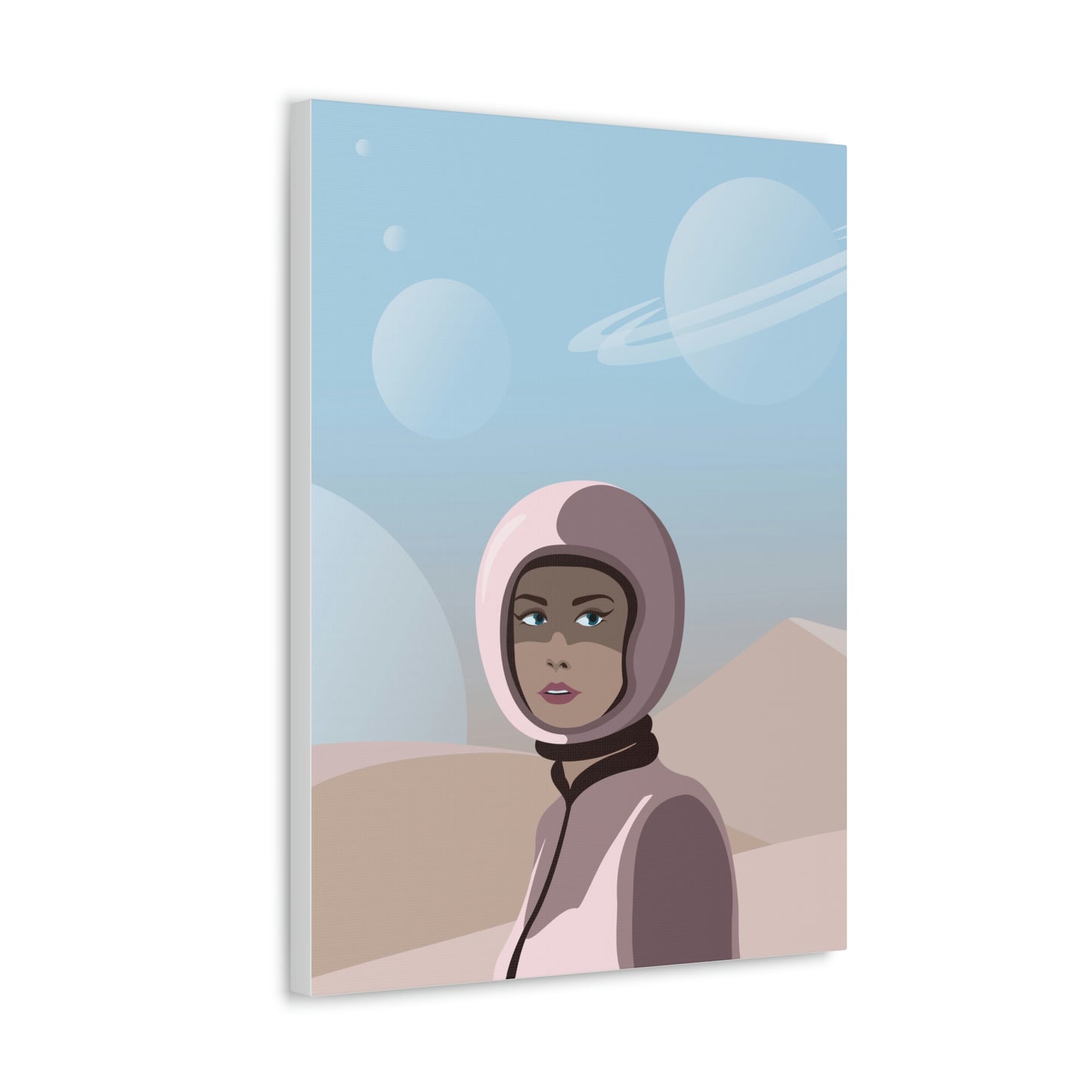 Astronaut Woman Aliens Minimal Aesthetic Classic Art Canvas Gallery Wraps