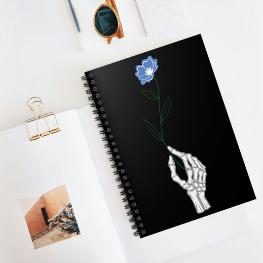 Halloween Romantic Flower Skeleton Spiral Notebook Ruled Line
