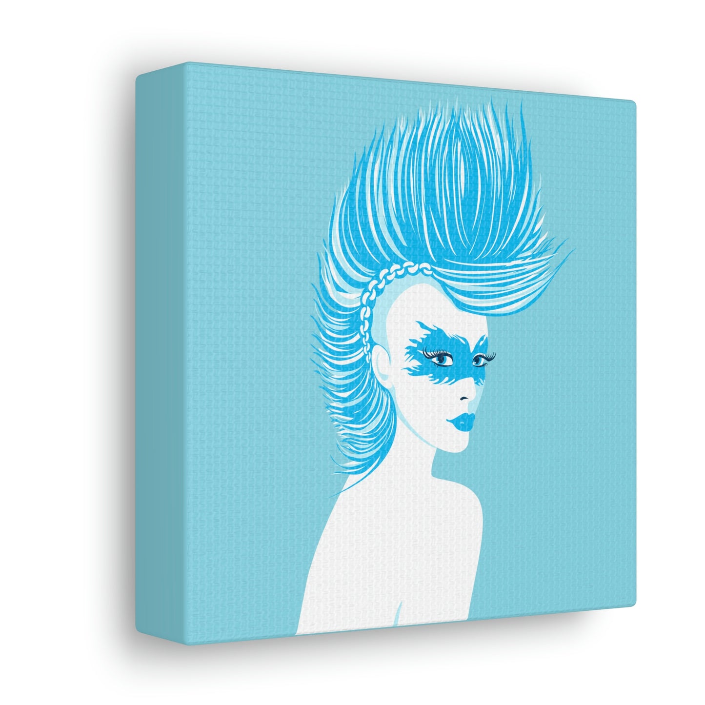 Blue Punk Woman Art Unique Edgy Graphic Aesthetic Classic Art Canvas Gallery Wraps