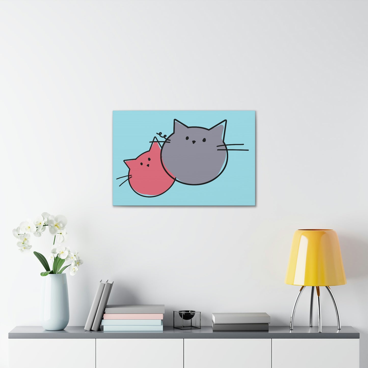 Funny Cartoon Cats Anime Meme Kawaii  Aesthetic Classic Art Canvas Gallery Wraps