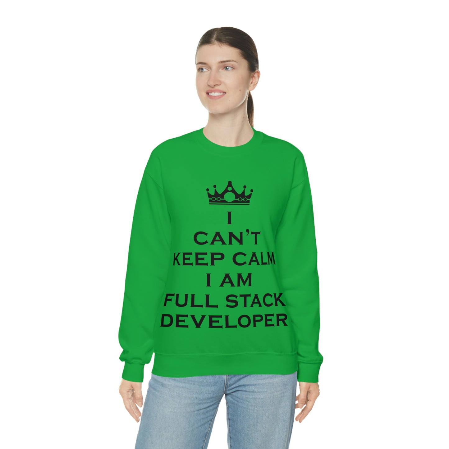 I Can`t Keep Calm I Am Full Stack Developer IT Funny Programming Unisex Heavy Blend™ Crewneck Sweatshirt